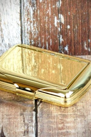 Tobacco Tin with Paper Holder – Gilt Finish